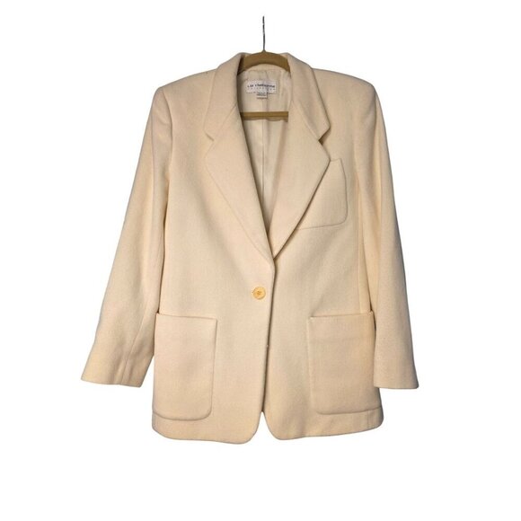 Vintage Liz Claiborne Collection Cream Wool Blend Blazer Womens Size 10 - Picture 1 of 11